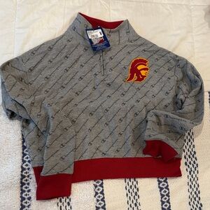 USC Champion Gray and Maroon Men's Zip-Up Sweater - NWT